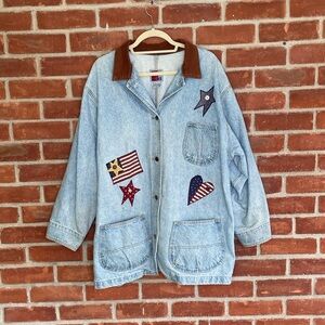 Vintage 90's oversized patchwork denim jacket